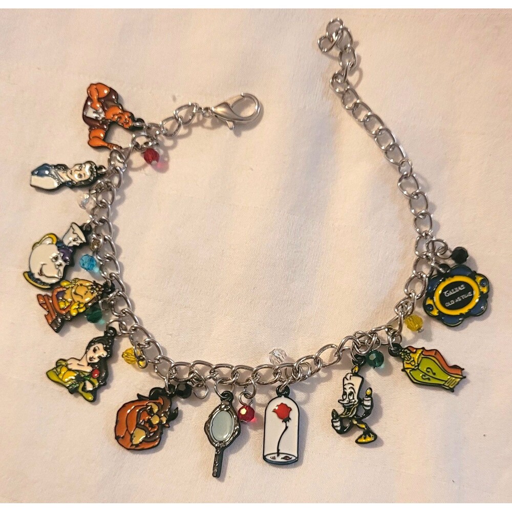 Beauty and the Beast Inspired Charm Bracelet w/ Multiple Character Charms